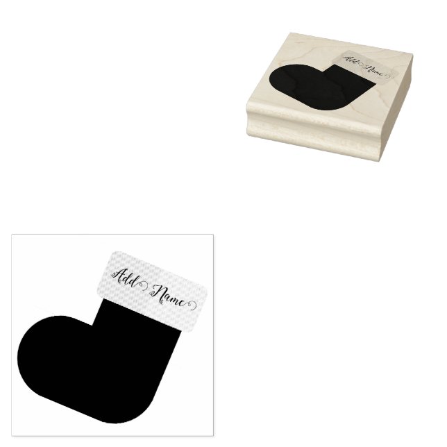 Christmas Stocking with Name Rubber Stamp (Stamped)