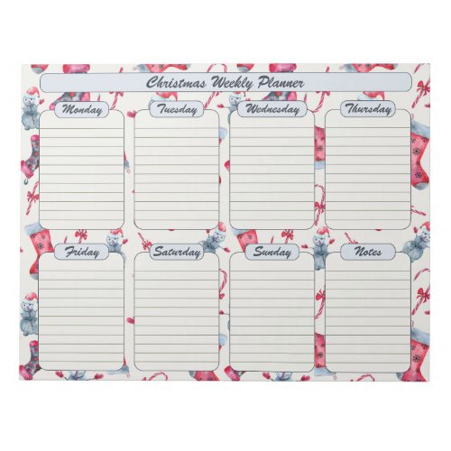 Christmas Stockings and Candy Canes Weekly Planner Notepad