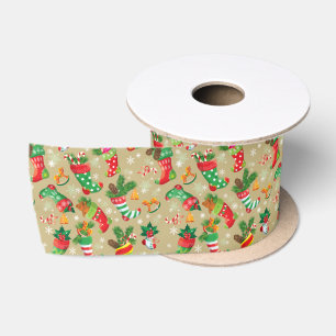 Christmas Stockings and Toys Satin Ribbon