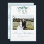 Christmas Stockings Blue One Photo Vintage  Holiday Card<br><div class="desc">Watercolor Christmas Stockings Blue One Photo Vintage Holiday Card. This beautiful Christmas Photo Card features watercolor Christmas garland with darling stockings and blue frame for one photo. It is perfect if you are looking for classic, southern, grandmillenial Christmas photo card. Message me for any need adjustments or matching items :)...</div>
