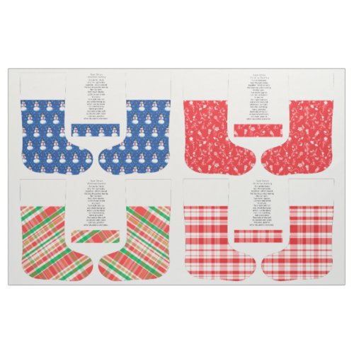 Christmas Stockings cut and sew Four designs Fabric