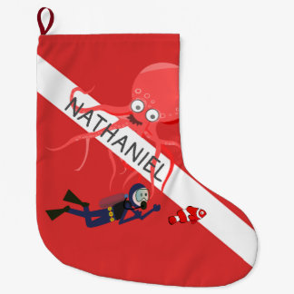 CHRISTMAS STOCKINGS, DIVER, OCTOPUS, SCUBA FLAG LARGE CHRISTMAS STOCKING