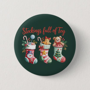 Christmas Stockings Full Of Joy Holiday Preppy Button