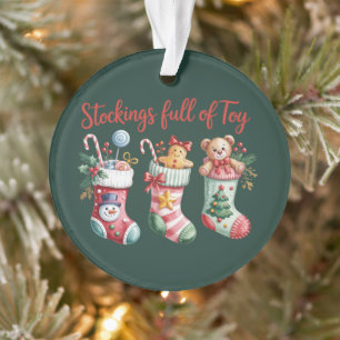 Christmas Stockings Full Of Joy Holiday Preppy Ornament