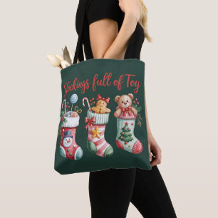 Christmas Stockings Full Of Joy Holiday Preppy  Tote Bag