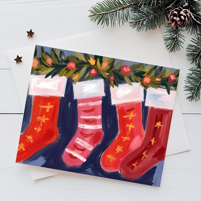Christmas Stockings | Garland Merry Christmas  Holiday Card (Creator Uploaded)