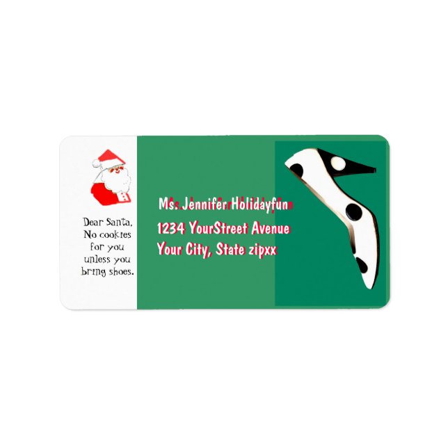 Christmas Stockings High Heel Shoe for Santa Label (Front)