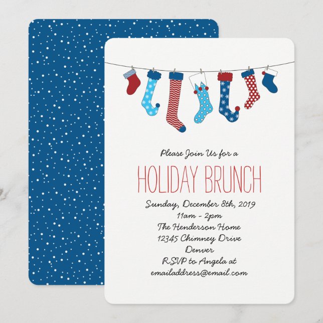 Christmas Stockings Holiday Party Invitation (Front/Back)