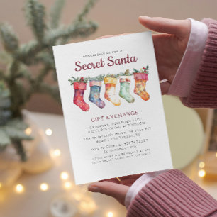 Christmas Stockings I Secret Santa Christmas Party Invitation