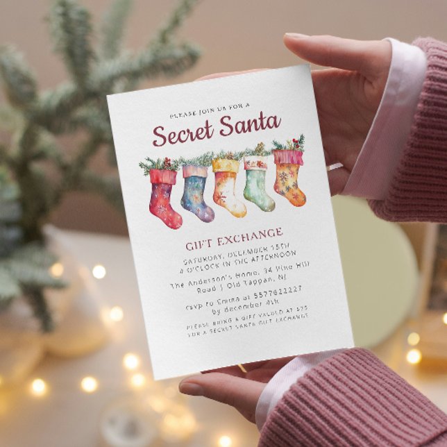 Christmas Stockings I Secret Santa Christmas Party Invitation (Creator Uploaded)