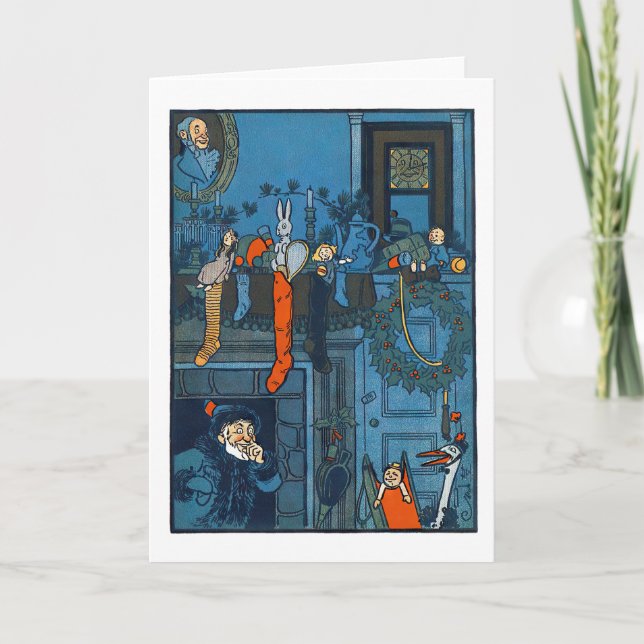 Christmas Stockings Retro Vintage Holiday  Card (Front)