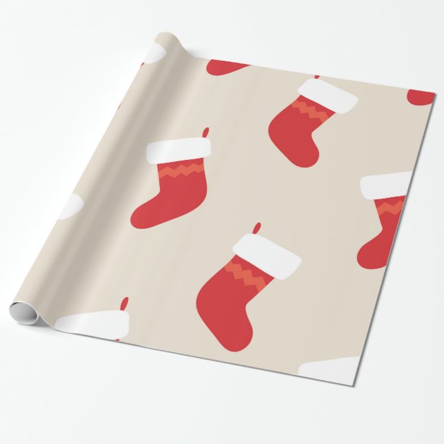 Christmas Stockings Santa Rustic Holiday Wrapping Paper (Unrolled)