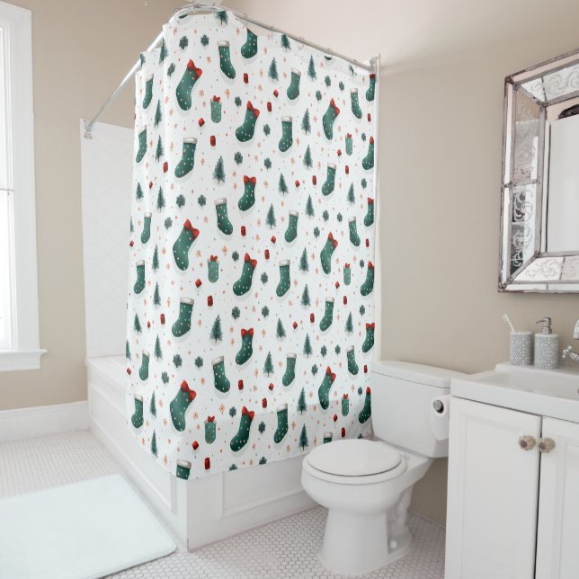 Christmas Stockings Shower Curtain (In Situ)