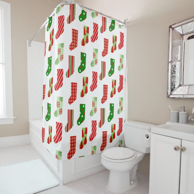 Christmas Stockings Shower Curtain (In Situ)