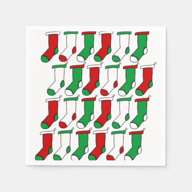 Christmas Stockings Socks Paper Napkins (Front)