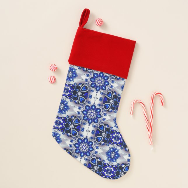 Christmas Stockings with Blue White Design (Front)