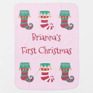 Christmas Stockings Wraparound Customizable Receiving Blanket