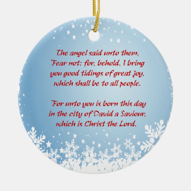 Christmas Story Luke 2 Christian Customizable Ceramic Ornament (Front)