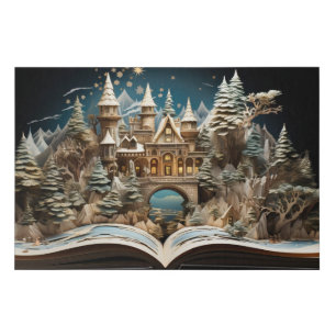 Christmas Storybook Castle Pop-Up Wonderland Faux Canvas Print