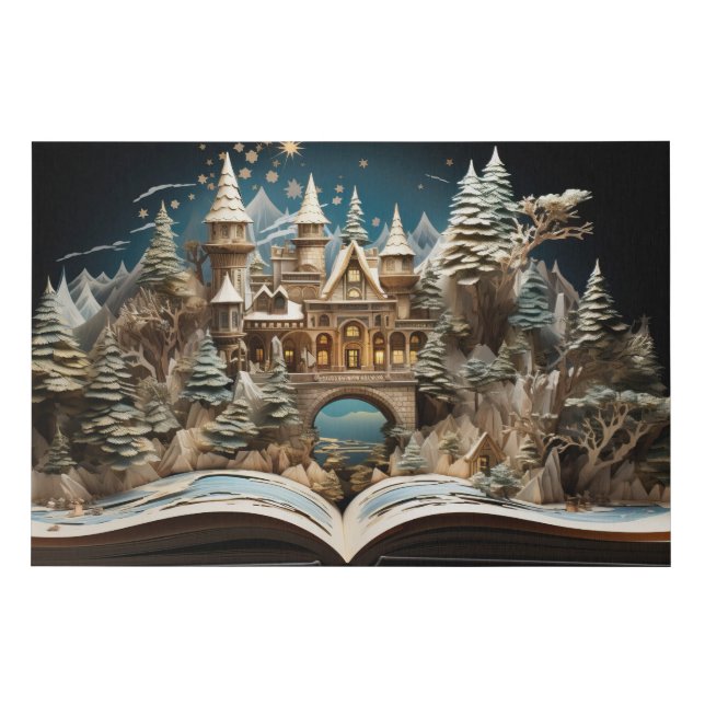 Christmas Storybook Castle Pop-Up Wonderland Faux Canvas Print (Front)