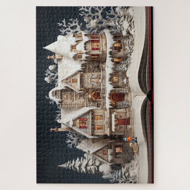 Christmas Storybook Manor With Child & Dog Jigsaw Puzzle (Vertical)