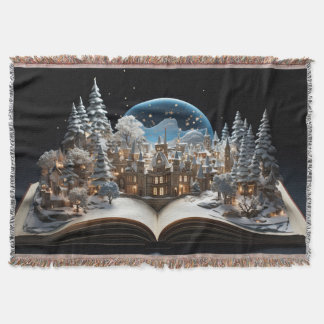 Christmas Storybook Snow-Globe Village Throw Blanket
