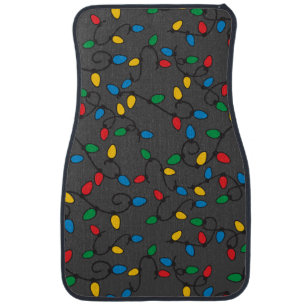 Christmas String Lights Pattern Colorful Bulbs Car Floor Mat