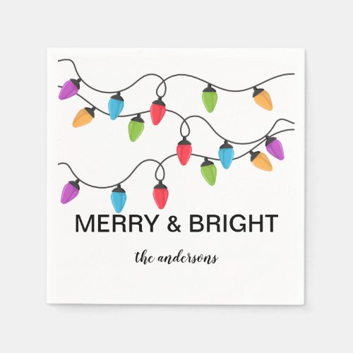 Christmas String Lights Personalized Paper Napkins
