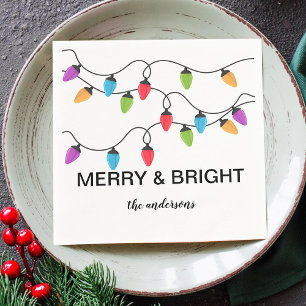 Christmas String Lights Personalized Paper Napkins