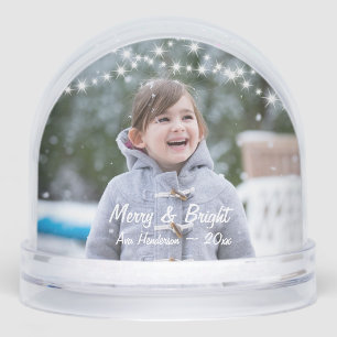 Christmas String Lights Photo Holiday Snow Globe