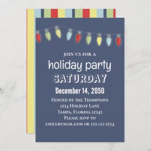 Christmas String Lights Whimsical Cute Typography Invitation