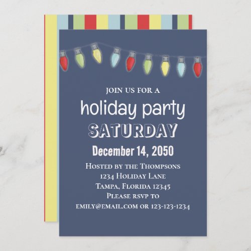 Christmas String Lights Whimsical Cute Typography Invitation