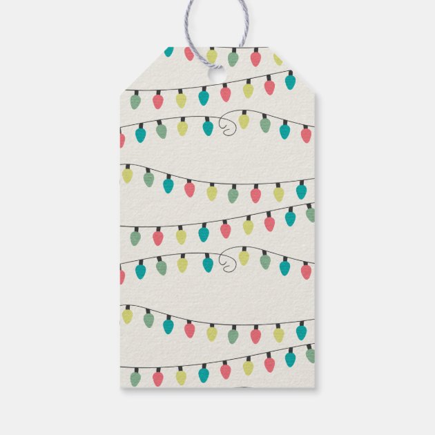 Christmas String Of Lights Pattern Gift Tags