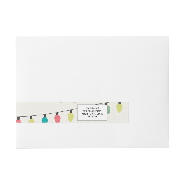 Christmas String of Lights Pattern Wrap Around Address Label (Front)