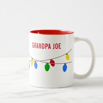 Christmas String Of Lights | Personalized Two-tone Coffee Mug by keyandcompass at Zazzle