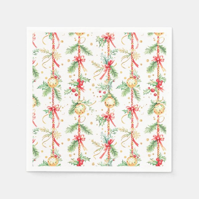 Christmas String Ornaments Baubles Napkins (Front)