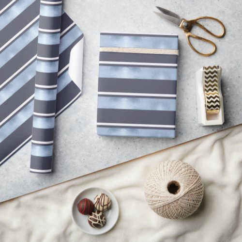Christmas Stripe Pattern Blue ID862 Wrapping Paper
