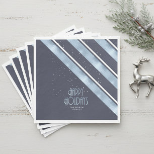 Christmas Stripe Pattern Blue/White ID862 Napkins