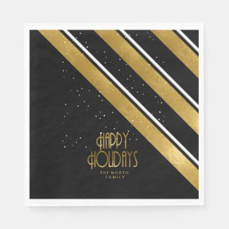Christmas Stripe Pattern Gold/Black ID862