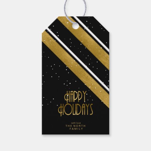 Christmas Stripe Pattern Gold ID862 Gift Tags