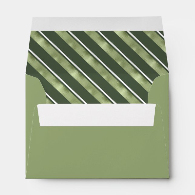 Christmas Stripe Pattern Green/White ID862 Envelope (Back (Bottom))