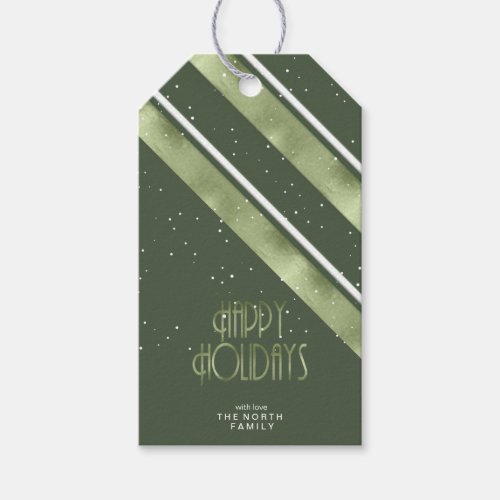 Christmas Stripe Pattern GreenWhite ID862 Gift Tags