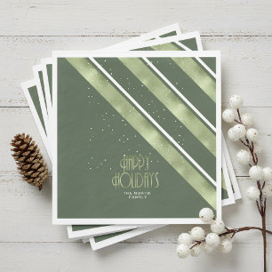 Christmas Stripe Pattern Green/White ID862 Napkins