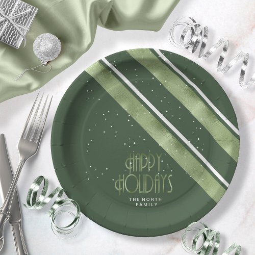 Christmas Stripe Pattern GreenWhite ID862 Paper Plates