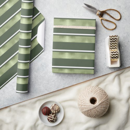 Christmas Stripe Pattern GreenWhite ID862 Wrapping Paper