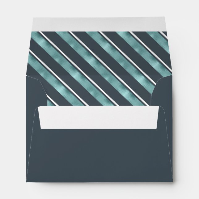 Christmas Stripe Pattern Teal ID862 Envelope (Back (Bottom))