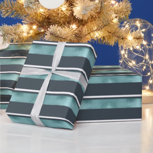 Christmas Stripe Pattern Teal ID862 Wrapping Paper