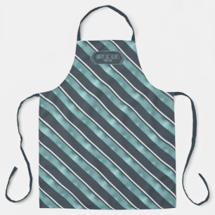 Christmas Stripe Pattern Teal/White ID862 Apron