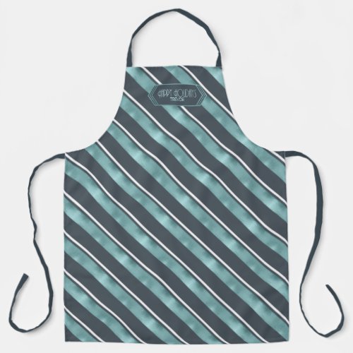 Christmas Stripe Pattern TealWhite ID862 Apron