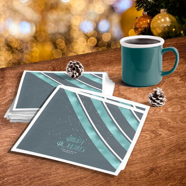 Christmas Stripe Pattern Teal/White ID862 Napkins (Creator Uploaded)
